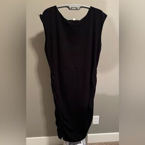 Loft Sleeveless Side Ruched Black Dress